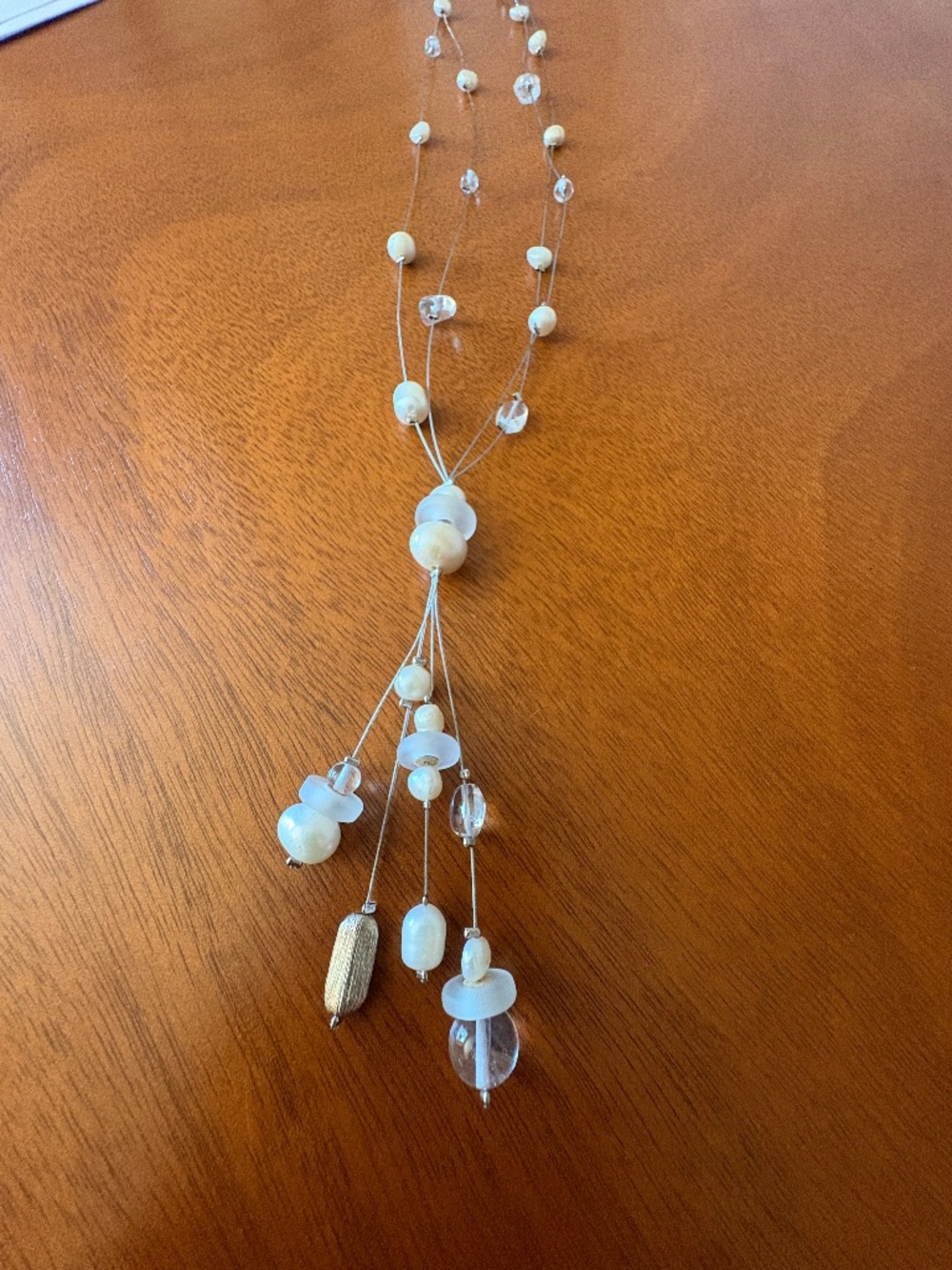 BEAUTIFUL Fresh Water Pearls and Sea Glass Sterling Silver Necklace